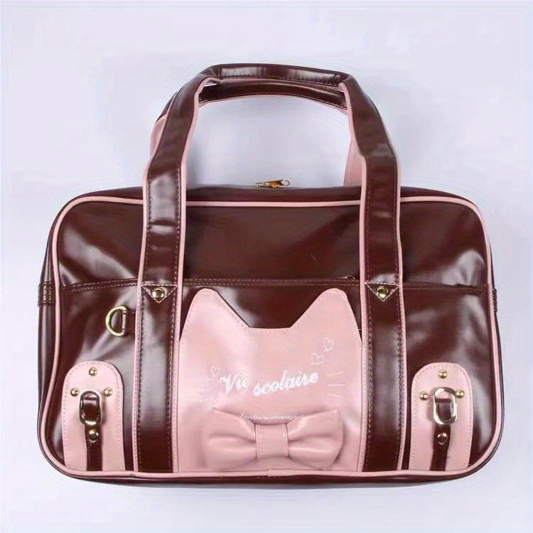 Vintage Cute Cat Tote Bag, Portable Large Capacity Shoulder Bag, Versatile Underarm Bag For Commuting details 10