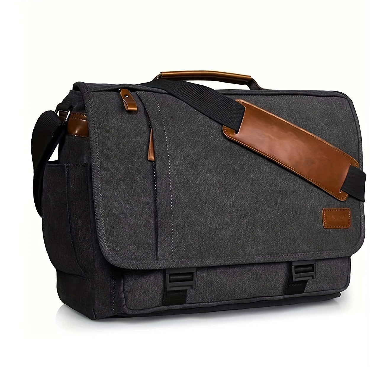 classic casual messenger bag 17 inch vintage briefcase large crossbody shoulder bag computer bag details 0