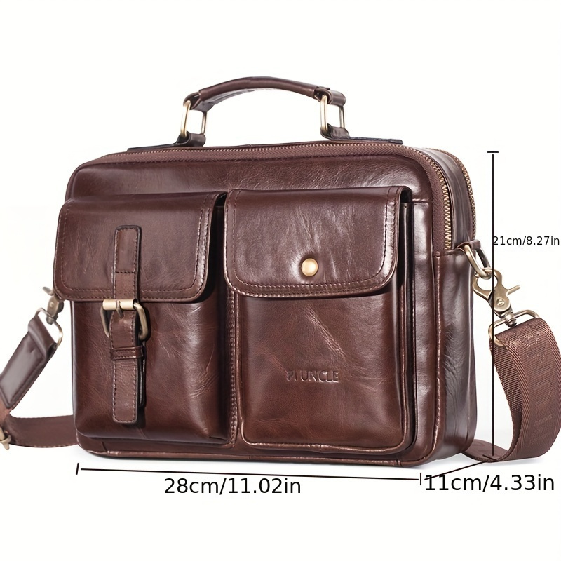 Vintage Multi Layer Crossbody Bag, Genuine Leather Shoulder Bag, Retro Handbag & Pruse For Business Trip details 0