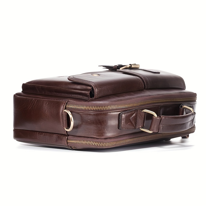 Vintage Multi Layer Crossbody Bag, Genuine Leather Shoulder Bag, Retro Handbag & Pruse For Business Trip details 4