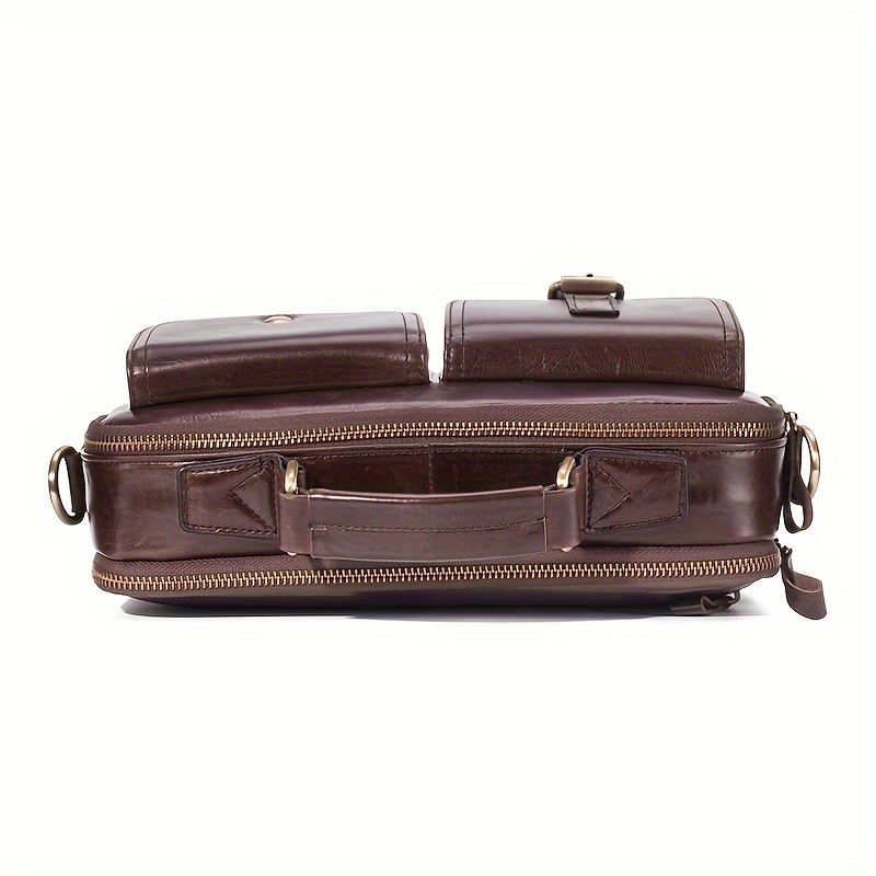 Vintage Multi Layer Crossbody Bag, Genuine Leather Shoulder Bag, Retro Handbag & Pruse For Business Trip details 6