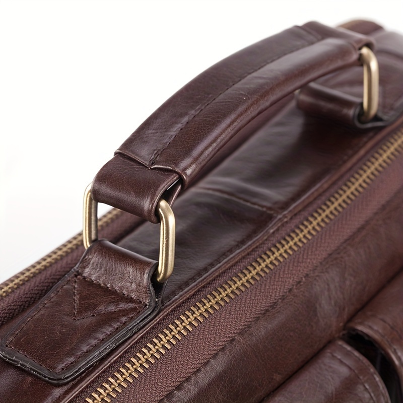 Vintage Multi Layer Crossbody Bag, Genuine Leather Shoulder Bag, Retro Handbag & Pruse For Business Trip details 8
