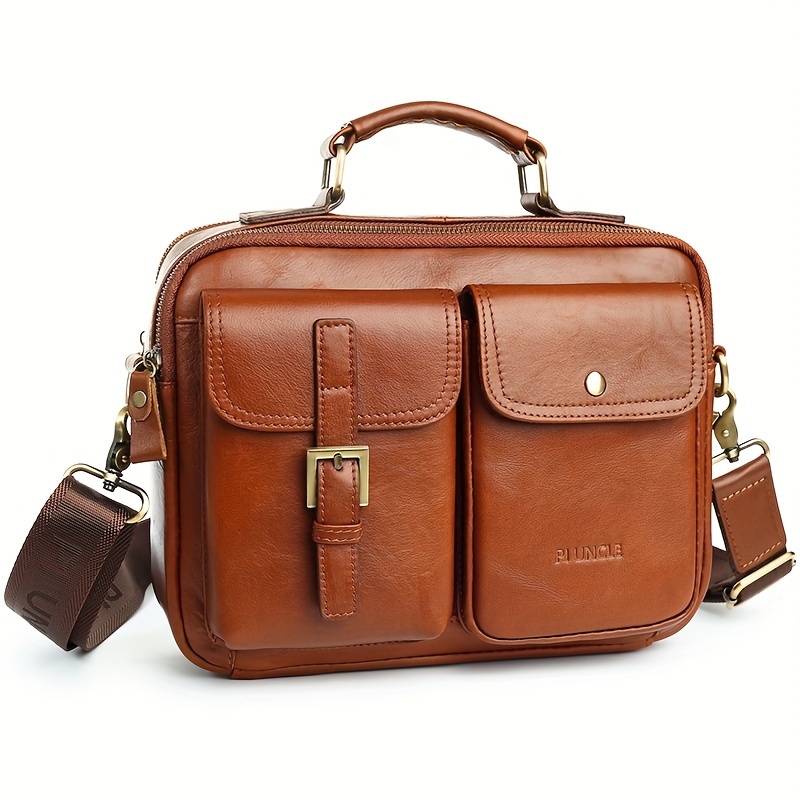 Vintage Multi Layer Crossbody Bag, Genuine Leather Shoulder Bag, Retro Handbag & Pruse For Business Trip details 18