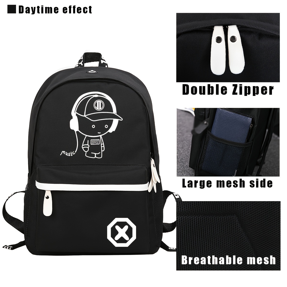 christmas new cartoon luminous school backpack for boys academy leisure boys backpack super cool large capacity school simple printed backpack details 3